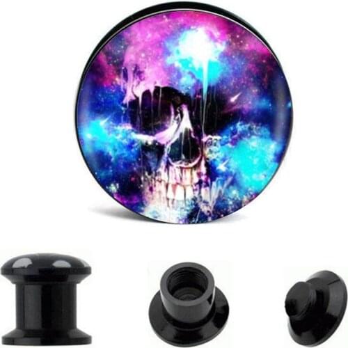 JUNLOPWY 4-16mm Acrylic Logo Internally Threaded Screw fit Ear Plugs Flesh Tunnels Earring Lobe Strechers Body Piercing Jewelry