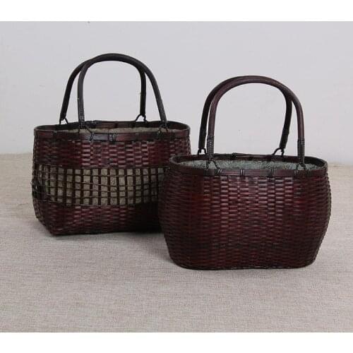Japanese Style Retro Bamboo Bag Handbag Women Tea Storage Bags Handmade Woven Tote Bag Ladies Summer Handbags Drop Shipping