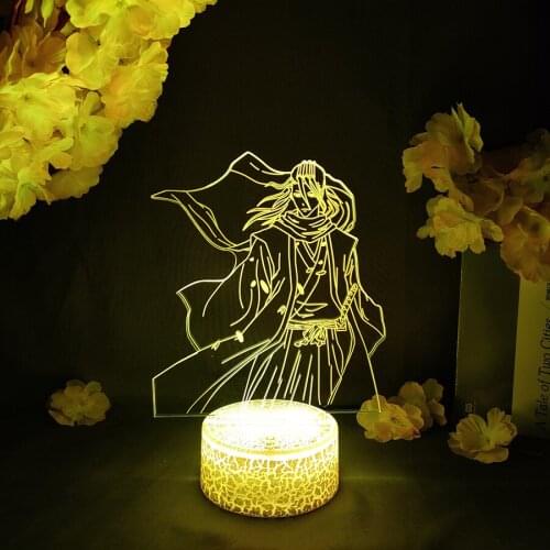 LED Light Manga Anime Avatar Bleach Byakuya Kuchiki Acrylic Night Lamp RGB Flashing Cool Gift 3D Cartoon Child Room Decor