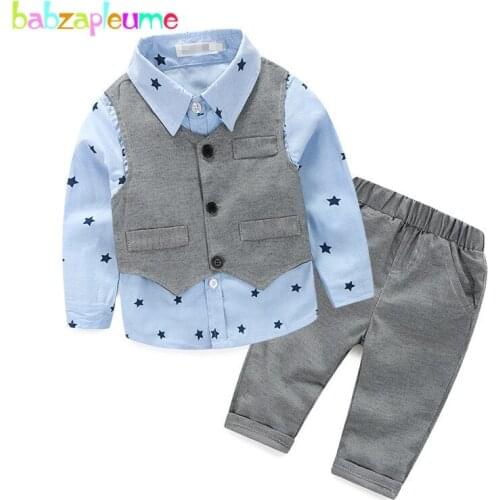 Spring Autumn Children Costume Baby Boys Outfits Long Sleeve T shirt Vest Pant 3PCS/Set Fashion Gentleman Kids Boys Clothes A086