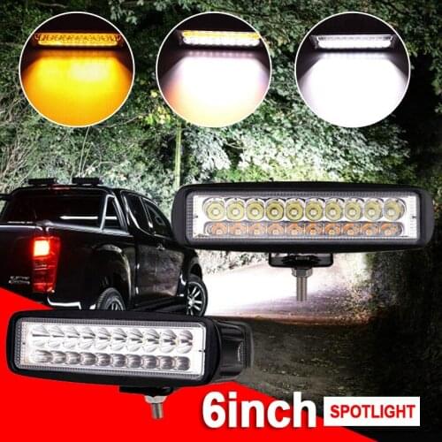 High Quality 6 inch 18 LED Work Light Bar Spotlight Driving Fog Lamp Dual Color White & Amber Car Working Lamp Car Led Lights