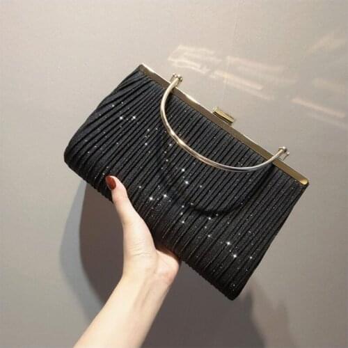 Womens Dinner Evening Handbag with Chain Sequin Banquet Purse Crystal Messenger Bag Wedding Party Prom Crossbody Bag