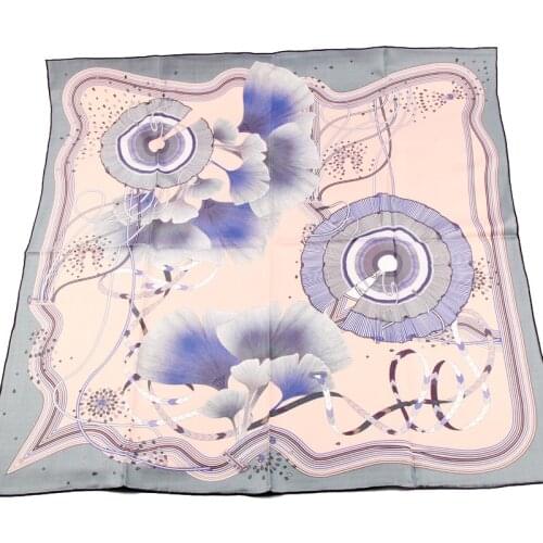 Ginkgo Print 100% Silk Scarf Shawl for Women Luxury Scarves Wraps Double Side Pattern 19mm