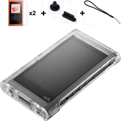 Clear Crystal Front and Back Case Cover for Sony Walkman NW A50 A55 A56 A57 with dust plug