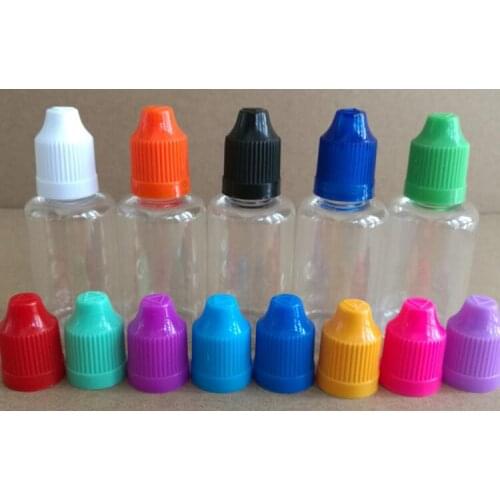 20pcs PET Clear Refillable bottle Empty Plastic Dropper Bottle with Child proof Caps and long thin tips