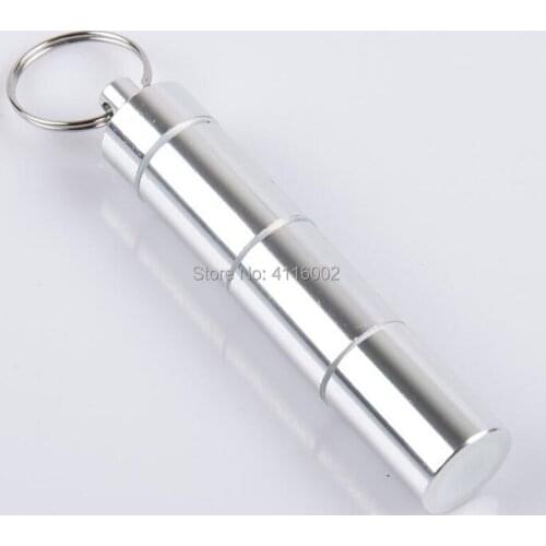 50pcs Portable Useful Waterproof Metal Pill Box Case Bottle Holder Mini Keychain Medicine Storage Box Container