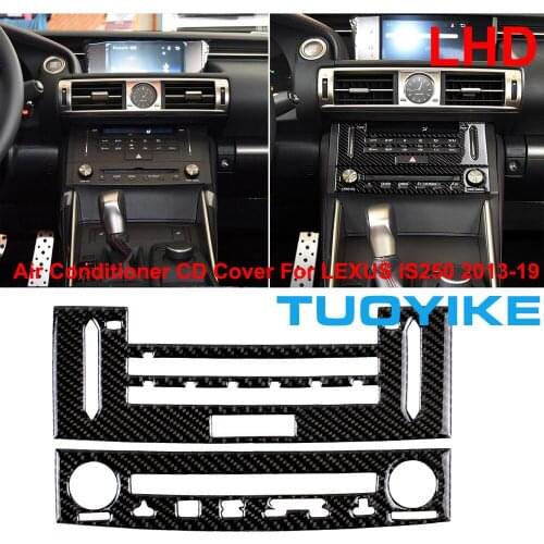 Car Styling Real Carbon Fiber AC Air Conditioning CD Panel Cover Sticker Moulding Part Decorative Trim For Lexus IS250 2013-2019