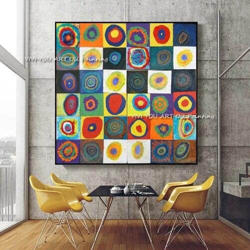 Large Size 100% Handmade Colorful Abstract Kandinsky oil painting Modern Canvas Pictures for Living Room Home Decoration