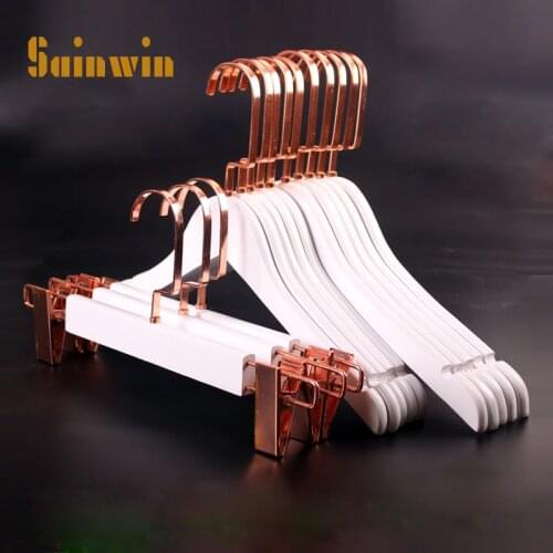 Sainwin 10pcs/lot wooden hangers for clothes rack adult/children wood hanger rose gold hooks luxury hanger (50pcs can LOGO)