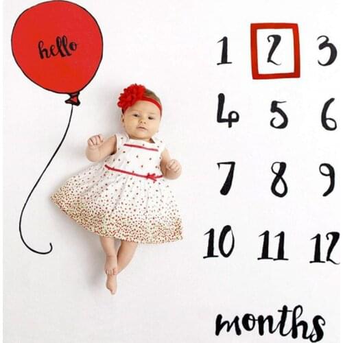 Baby Monthly Milestone Anniversary Blanket Newborns Photo Props Growth Souvenir Blanket 100x100cm Photography Background Cloth