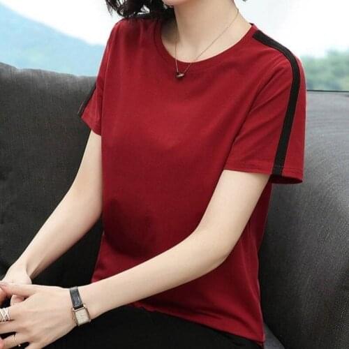 T Shirt Cotton Women Summer Clothes Large Size Cotton Solid O-Neck Short Sleeve T-shirt Womens Top Ropa Mujer Camisetas Y983