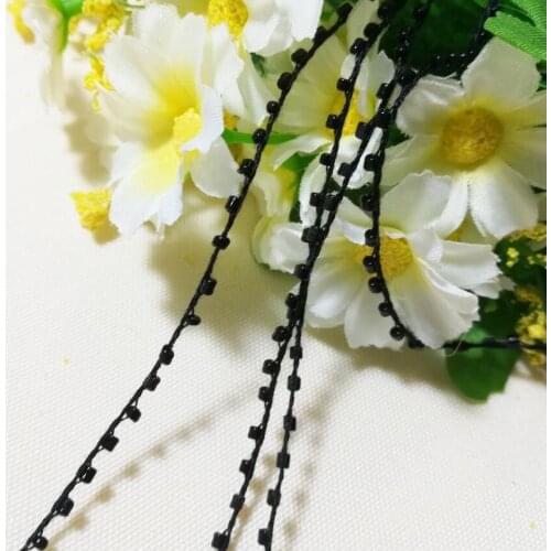 1M Hot Lace Crystal Beads Black Bead Sequins Fabric DIY Sewing Guipure Beaded Trim Ribbon Applique Collar Cord Dress Decor YU25