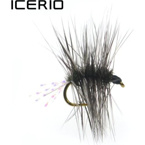 ICERIO 8PCS Griffiths Gnat Dry Fly Trout Fly Fishing Lure Baits #12