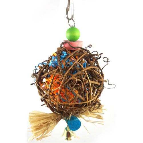 Bird Swing Toys For Bird Cage Perches Swing Toys Hanging Chewing Rattan Toys For Conures Parrots Parakeets Cockatiels Finches