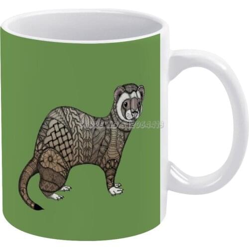 Ferret Coffee Mugs Ceramic Personalized Mugs 11 Oz White Mug Tea Milk Cup Drinkware Travel Mug Ferret Fuzzy Cute Adorable Rodent