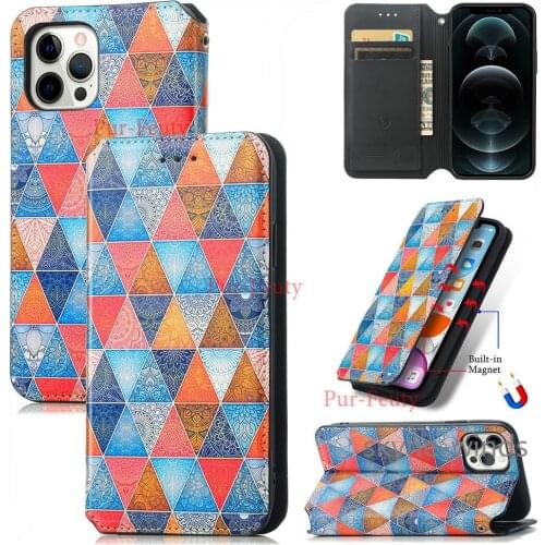 For APPLE iPhone 12 Pro painting leather magnetic case flip wallet stand phone holder cover coque fundas casing for iPhone12 Pro