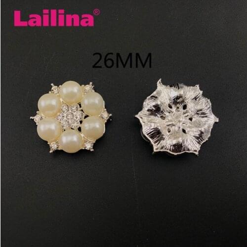 Round pearl rhinestone buttons girl hair accessories metal buttons DIY wedding Invitation shiny Button
