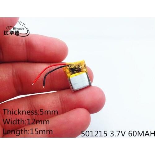 Li-Po 3.7V 60mAh 501215 Lithium Polymer Li-Po li ion Rechargeable Battery cells For Mp3 MP4 MP5 GPS
