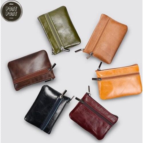 Small Clutch Genuine Cow Leather Coin Purse Luxury Wallet Mini Bag For Keys Zipper Shopping Safe Card Holder sac a main femme OL