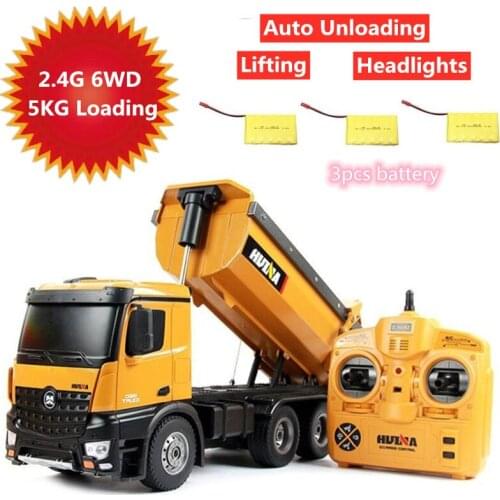 Multi-Functional Dump Truck 2.4G 6WD 5KG Loading Large Size With Loading Auto Un-Load Lifting Engineering Vehicle Long Time Used