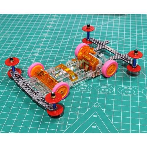 1Set Modified Mini 4WD Car Model with Auldey Parts Transparent Chassis Gear Limit Competition Leading Phoenix Tail Guide Wheel
