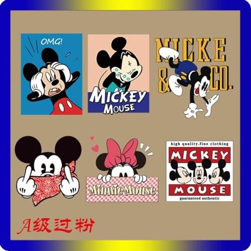 Cartoons Mickey Minnie Patch clothes Parent-child stickers Washable heat transfer DIY sticker Handmade handmade gift material
