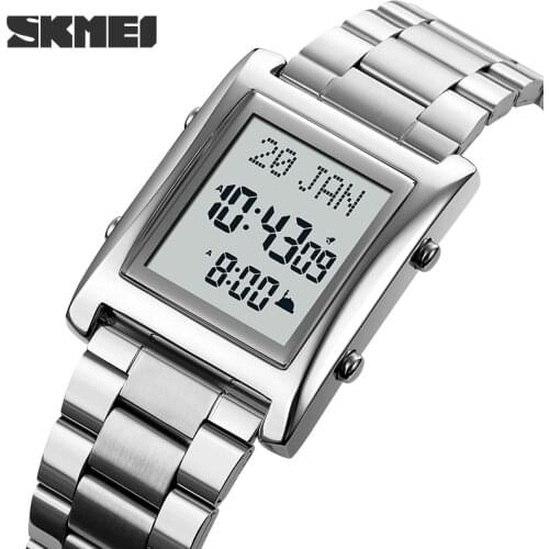 Muslim Watch Qibla Time Reminder Nmane Display Qibla Compass Relibious Month/Day Wristwatch for Islamic SKMEI montre homme