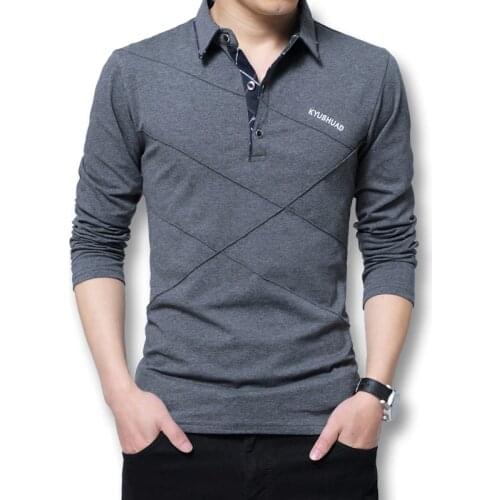 2018 Men Large Size M-5XL Spring Autumn Long Sleeved Polo Shirts Male Casual Fashion Slim Fitted Dress Polo Shirts Men