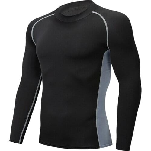 Mens High-neck Mesh Breathable Tight-fitting Fitness Sports Training Suit Stretch Quick-drying Long-sleeved T-shirt Sport Men