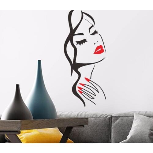 Stickers for Wall Beauty Salon Wallpaper Hair Nails Shop Paper Mural DIY Vinyl Poster Window Decor Women Make Up Decals Design