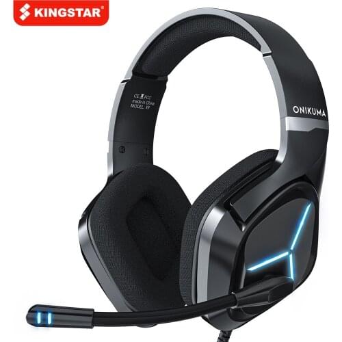 KINGSTAR Wired Headphones Over-ear Gaming Headset Noise Reduction Earphones with Mic LED Lights for Computer PC 3.5mm Cable