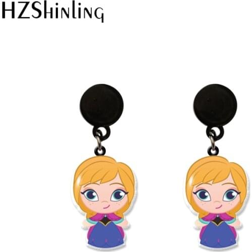 2021 New Kawaii Frozen Elsa Anna Princess Olaf Snowman Handcraft Epoxy Acrylic Drop Dangles Earrings