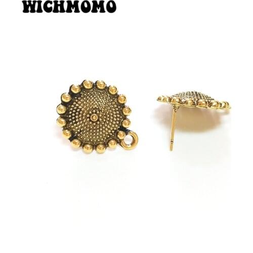 New 8pcs 18*21MM Zinc Alloy Retro Gold Sunflower Shaped Earring Base Earring Connectors for DIY Earrings Accessories