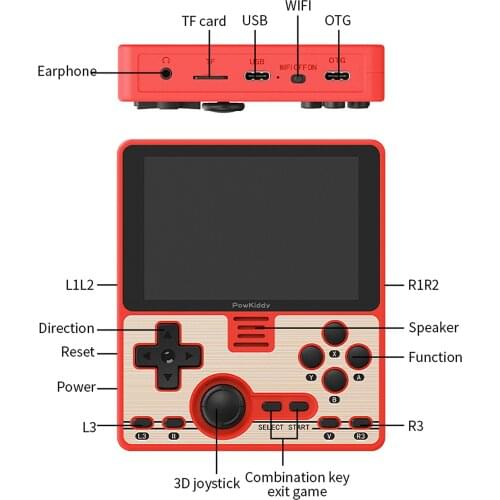 Powkiddy RGB20 Handheld Game Console Built-in 4000 Games WiFi 3.5-inch IPS Screen 3.5mm Headphone Jack RK3326 3000mAh