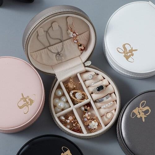 Mini portable jewelry box Leather travel storage box Earring Ring portable storage earring box Household storage products