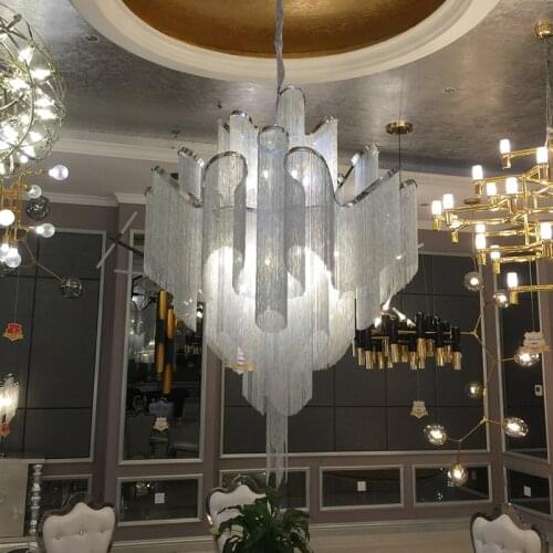 Stream tassel project light aluminum chain vintage handmade aluminum metal chandelier lamp for living room