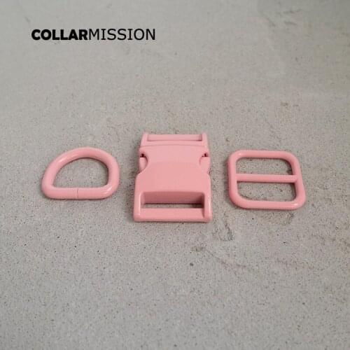 Retailing (metal buckle+adjust buckle+D ring/set) DIY dog collar pink 20mm webbing sewing accessory spray paint buckle set