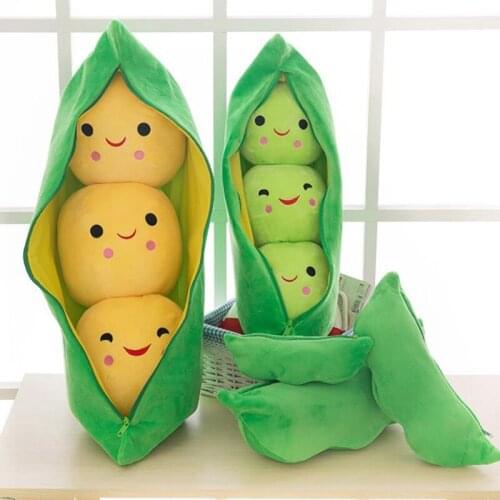 Cute childrens baby plush peas filled plant doll toy children kawaii quality pea-shaped pillow toy boy girl gift