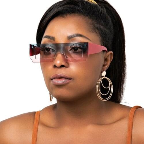 Small Fashion Rectangle One-Piece Sunglasses Women Vintage Rimless Gradient Lens Future Eyewear Men Shades Colorful Sun Glasses