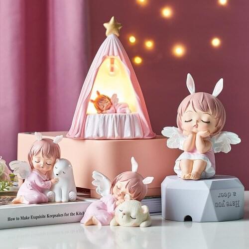 Character Resins Angel Baby Figurines Home Decoration Accessories For Living Room Girl Birthday Gift Chlidern Bedroom Decorative