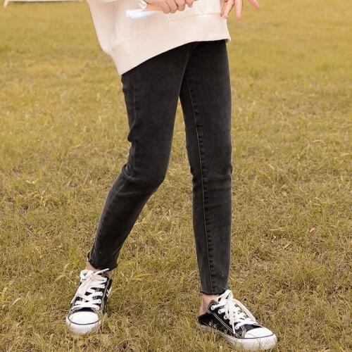 Girls Stretch Slim Jeans Autumn New Big Boy Slim All-match Tight Feet Pencil Pants Baby Girl Jeans