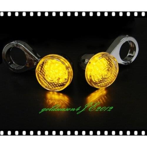 LED CHROME FOG LIGHT 41mm Clamp For Kawasaki Vulcan VN 1500 750 Custom Classic