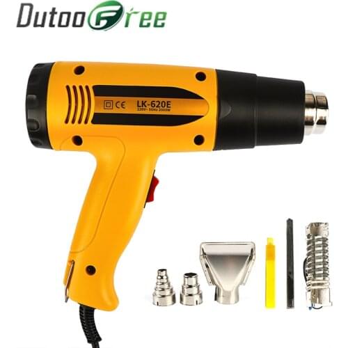Dutoofree Heat Shrink Gun Plastic Welding Torch Hot Hair Dryer Car Foil Roasting 2000W FQ-2000S Digital Display Industrial