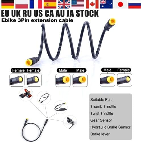 EBike 3Pin Extension Cable for Bafang Brake Lever gear sensor thumb throttle twist throttle hydraulic brake sensor Component