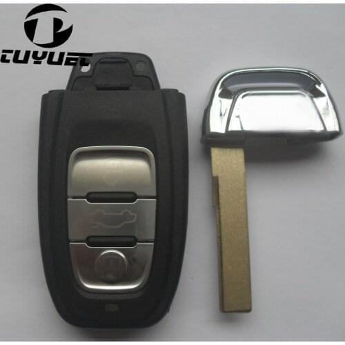 Smart Remote Key Shell 3 Buttons Replacement Case For Audi A4L/A6L/A5/A7/A8/Q5+ insert Small key blade +Battery Holder