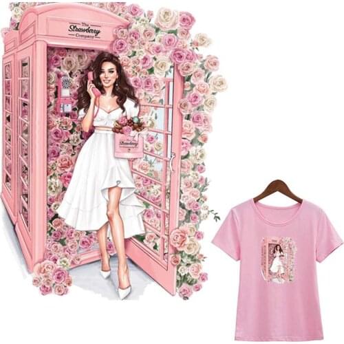 Iron On Patches Phone Lady Clothes Heat Transfer Iron On Diy Accessory Stickers Clothing Badges Patches Print On Shirt