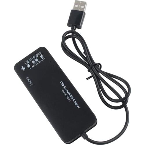 3 Port USB2.0 Hub External USB Sound Card No External Driver Stereo Sound Card Noise Canceling Headset Adapter for Laptop PC