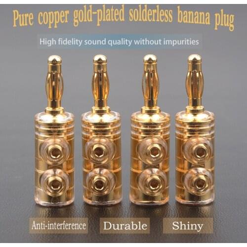 Xangsane 8901Au 8pcs pure copper plated 3u real gold lantern type solderless banana speaker cable plug audio cable banana plug