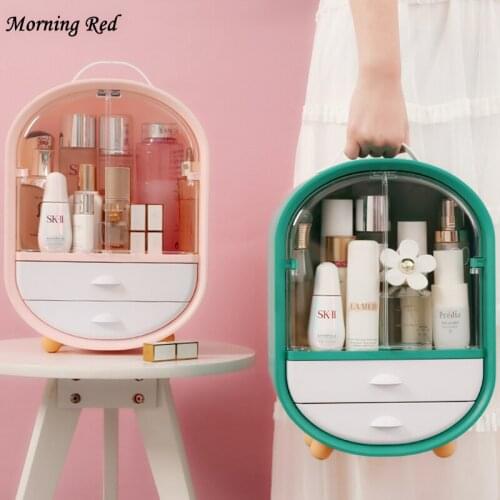 Cosmetics Storage Box Desktop Makeup Organizer Dust-proof Lipstick Mask Skin Care Product Holder Make Up Tool Plastic Container