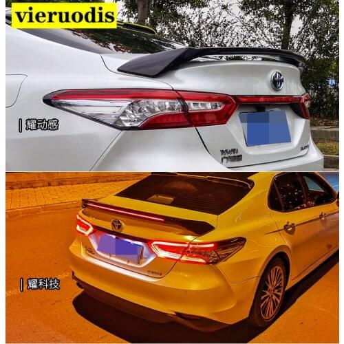 ABS Plastic Painted Black White Color Rear Spoiler Trunk Boot Wing Spoiler With Led Light For Toyota Camry 2018 2019 2020